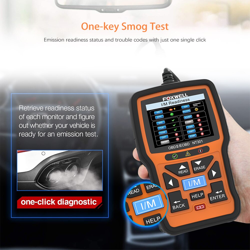 Foxwell NT301 CAN OBDII/EOBD Code Reader Support Multi-Languages