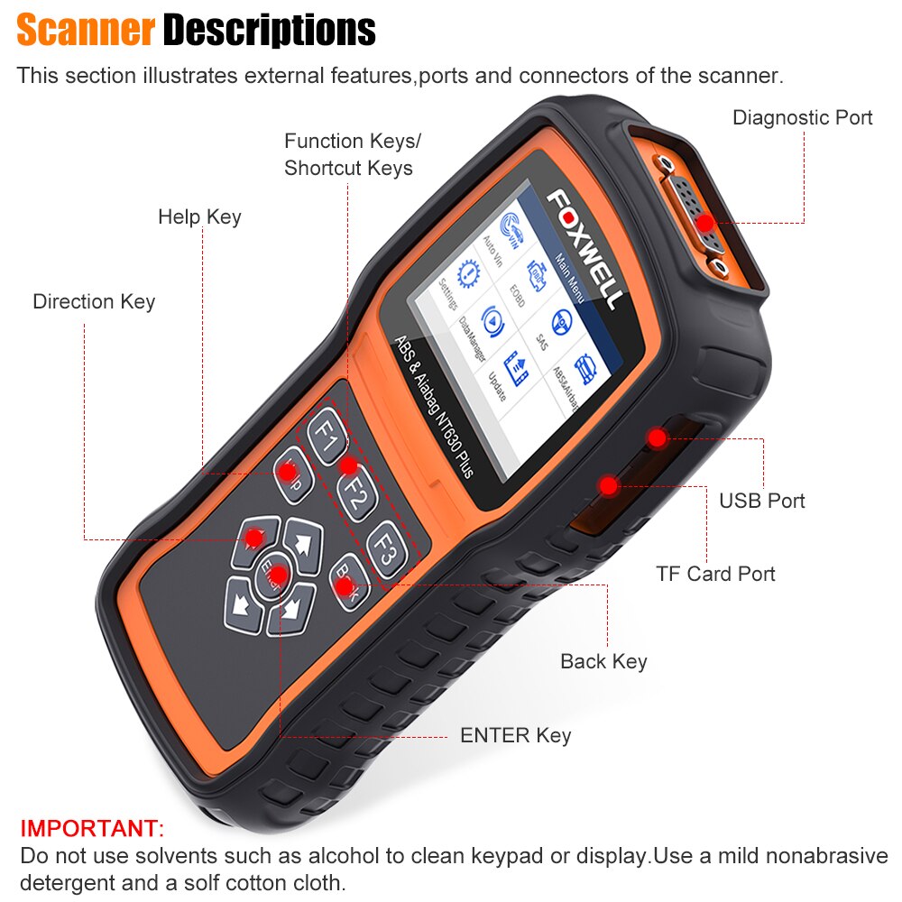 FOXWELL NT630 Plus Car Airbag SRS Auto OBD2 Scanner Engine Check ABS SRS Airbag SAS Reset OBD 2 Automotive Diagnostic Scan Tool