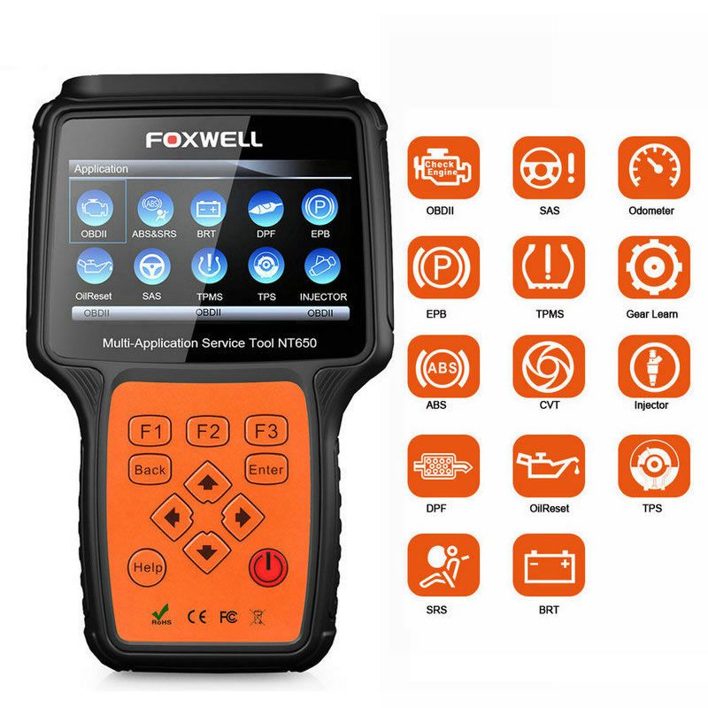 Foxwell NT650 OBD2 Professional Special Function Scanner Support ABS Airbag SAS EPB DPF Oil Service Reset