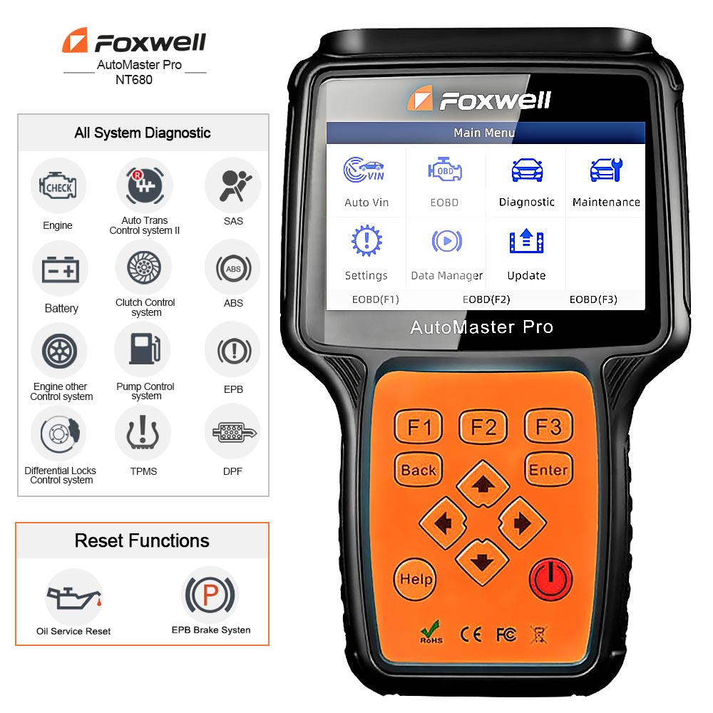 Foxwell NT680 Pro All System All Makes Scanner with Special Functions Updated Version of NT644 Pro