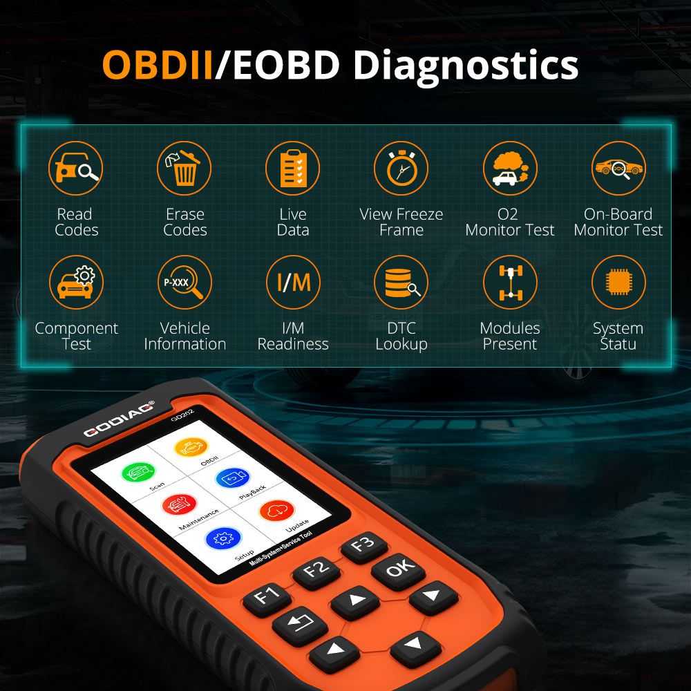 GODIAG GD202 Engine ABS SRS Transmission 4 System Scan Tool with 11 Special Functions