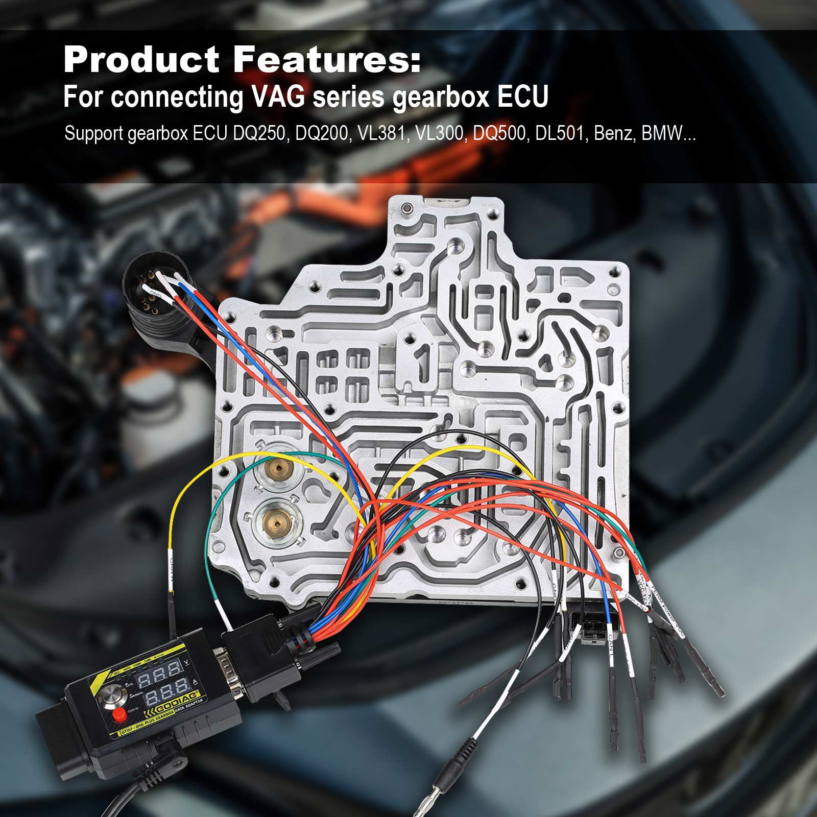 2023 Newest GODIAG GT107+ DSG Plus Gearbox Data Adapter with Voltage Current Display For DQ250 DQ200 VL381 VL300 DQ500 DL501 Benz BMW