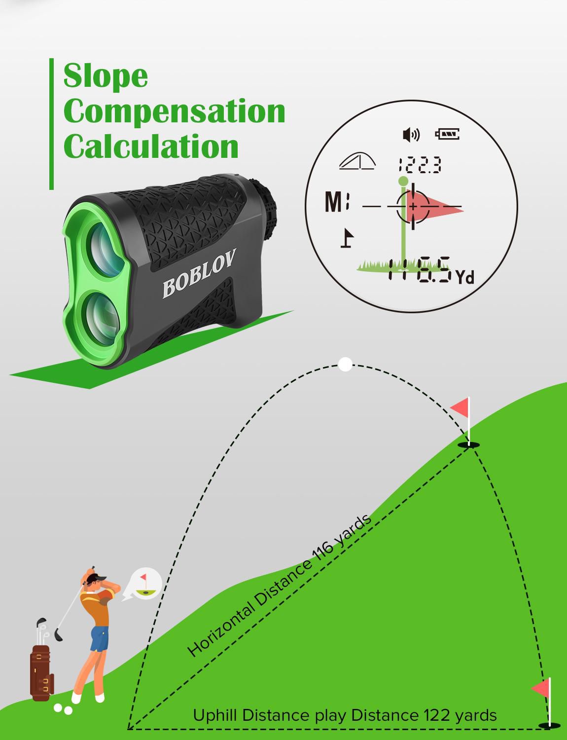 K600G/AG 600M Golf Laser Rangefinder Mini Golf Slope Adjusted Mode Sport Laser Distance M range finder golf afstandsmeter