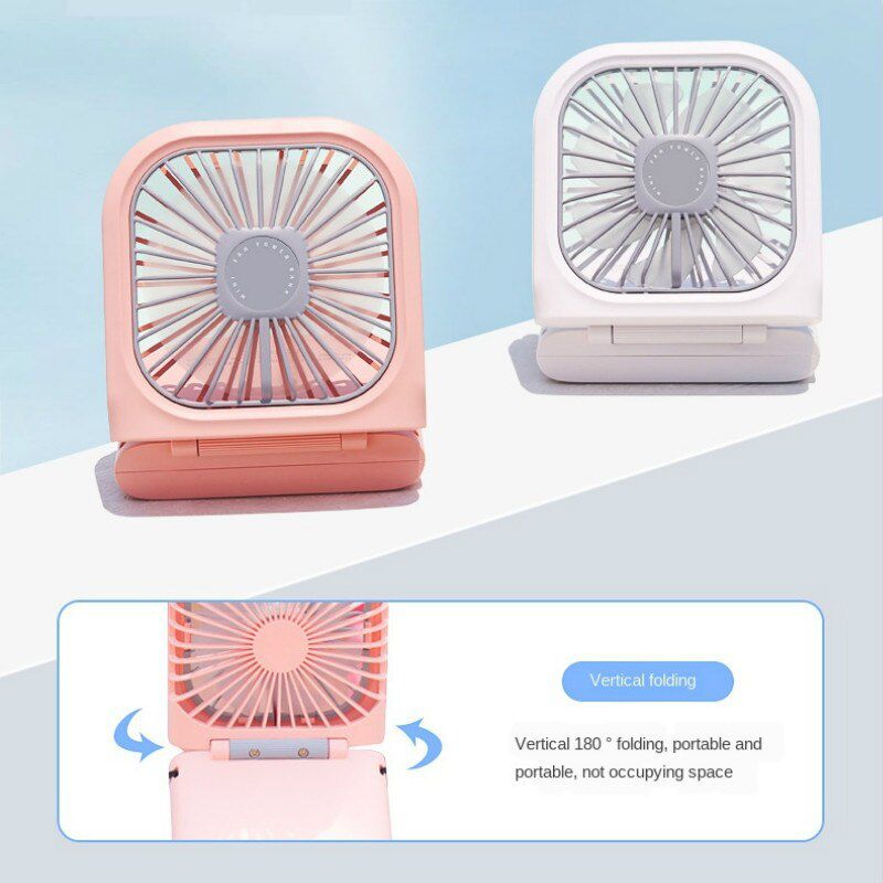 Hanging Neck Fans Mini Portable Folding USB Small Fan Mute Power Bank Portable Handheld Desktop Multi Function Charge Fan