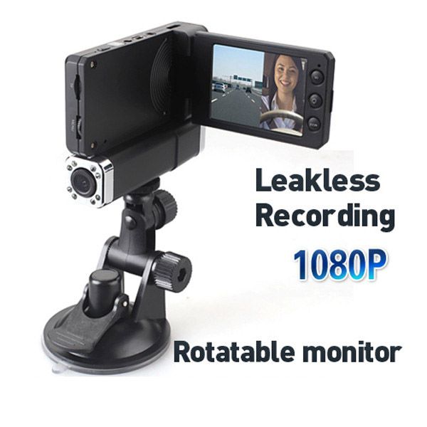 HD 1080p Dual Lens IR Car Dashboard Dash Camera Cam DVR,Rotable Monitor