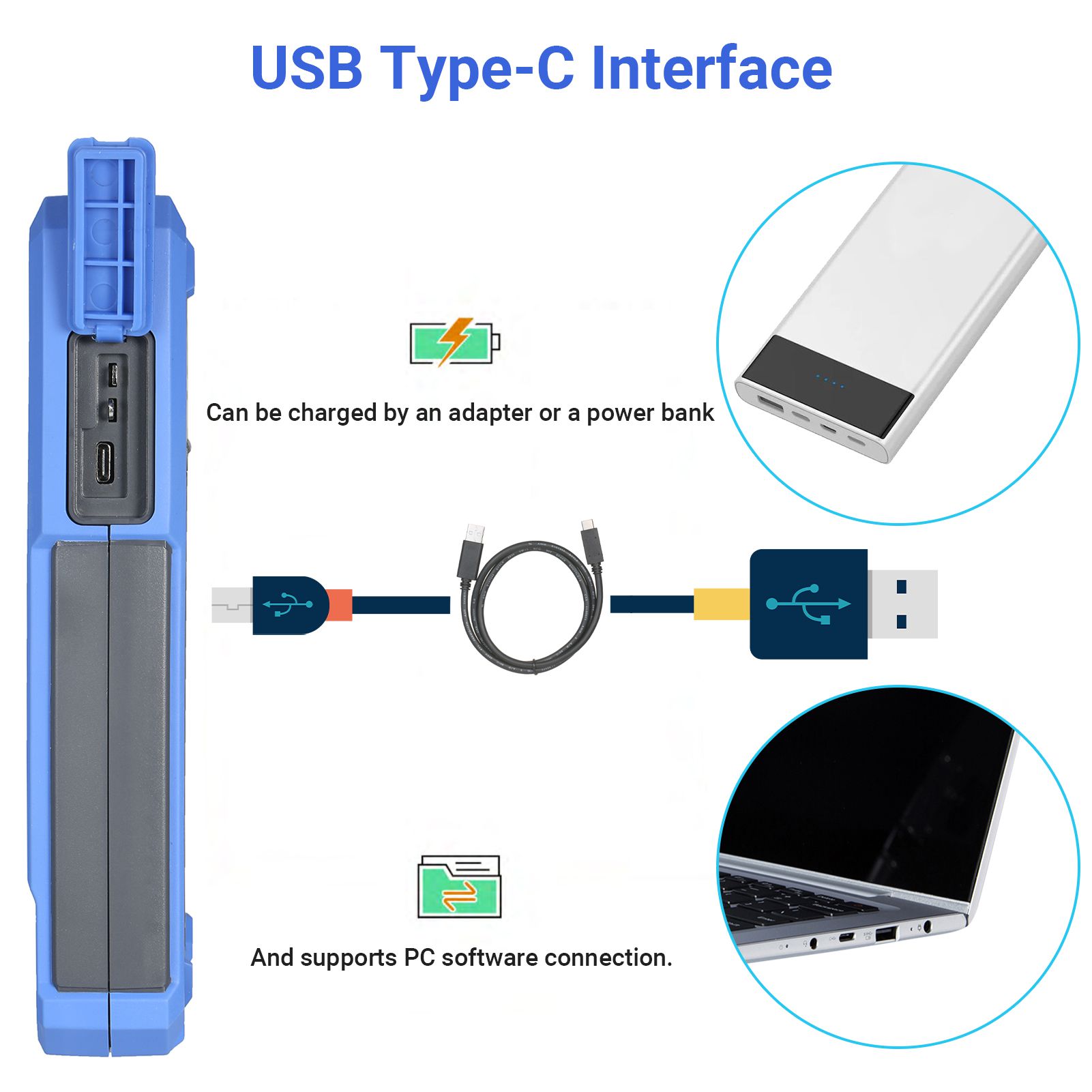 HDS272 Oscilloscope 3-in-1 Digital Oscilloscope Waveform Generator Multimeter 2CH USB TypeC 40/70MHz 3.5 LCD Test Meter