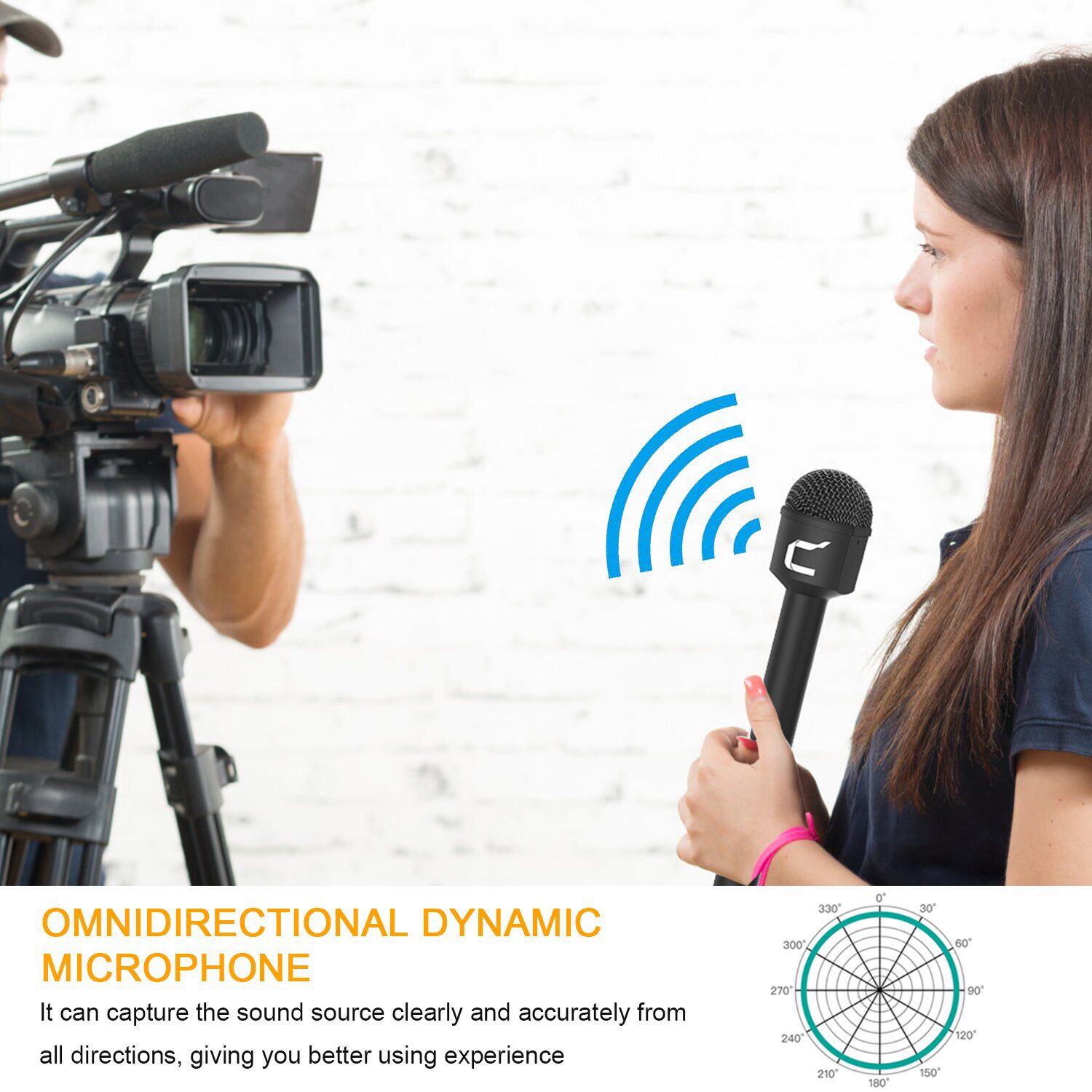 HRM-C Dynamic Handheld Microphone for DSLR Cameras/Camcorders,Reporter Mic for Professional Interview