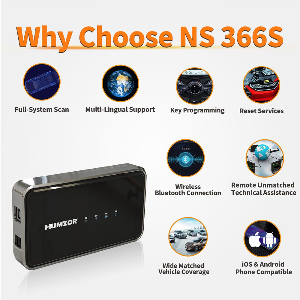 HUMZOR NEXZSYS NS366S Tablet Full System Diagnosic Tool with 13 Special Functions Free Update Online