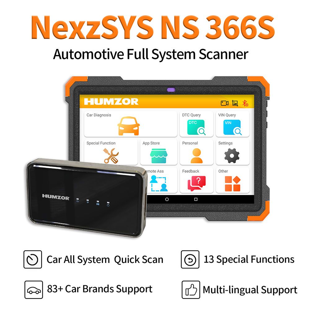 HUMZOR NEXZSYS NS366S Tablet Full System Diagnosic Tool with 13 Special Functions Free Update Online