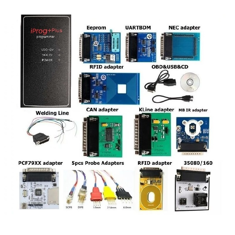 Iprog+ Plus 777 ECU Programmer IPROG with 8 Adapters/ 9 Adapters/ 10 Adapters/ 12 Adapters