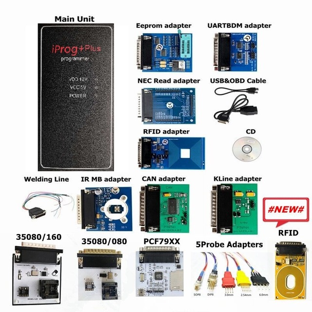 Iprog+ Plus 777 ECU Programmer IPROG with 8 Adapters/ 9 Adapters/ 10 Adapters/ 12 Adapters