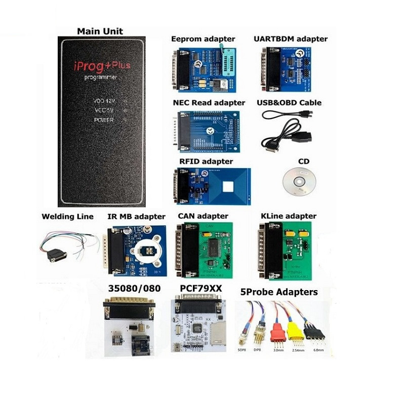 Iprog+ Plus 777 ECU Programmer IPROG with 8 Adapters/ 9 Adapters/ 10 Adapters/ 12 Adapters