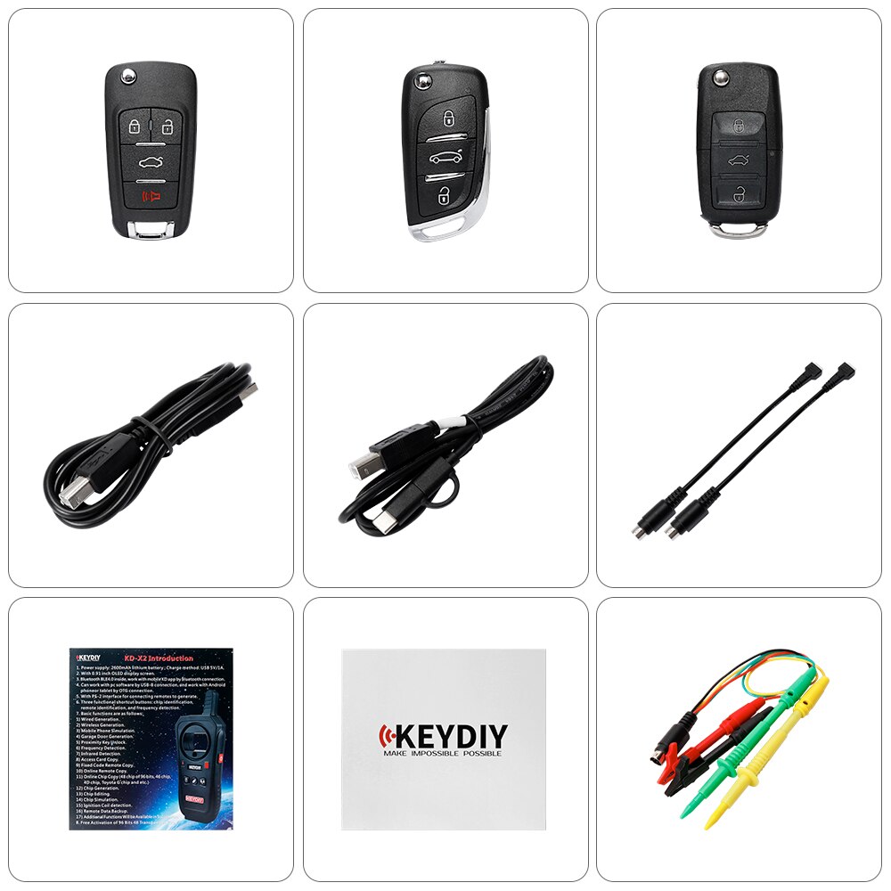 KEYDIY KD-X2 Remote Maker Unlocker and Generator-Transponder Cloning Device with 96bit 48 Transponder Copy Function