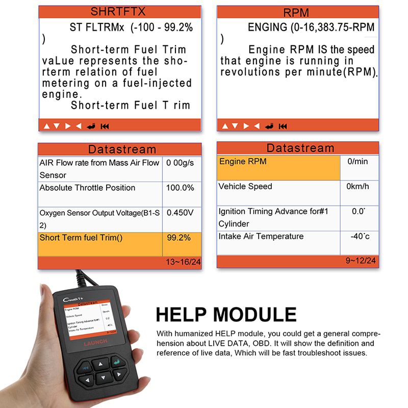 Launch Creader V+ OBD2 Automotive Scanner Fault Code Reader With Multi-language OBD 2 Car Diagnostic Tool Auto Scanner