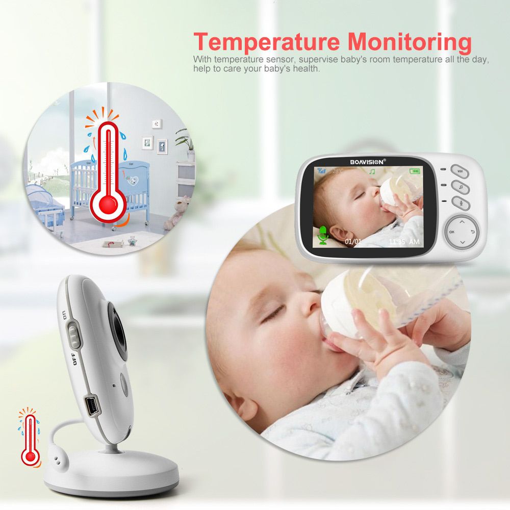 3.2 Inch Color LCD Wireless Video Baby Monitor Night Vision 5m Nanny Monitor Bebek Lullabies Surveillance Security Camera VB603