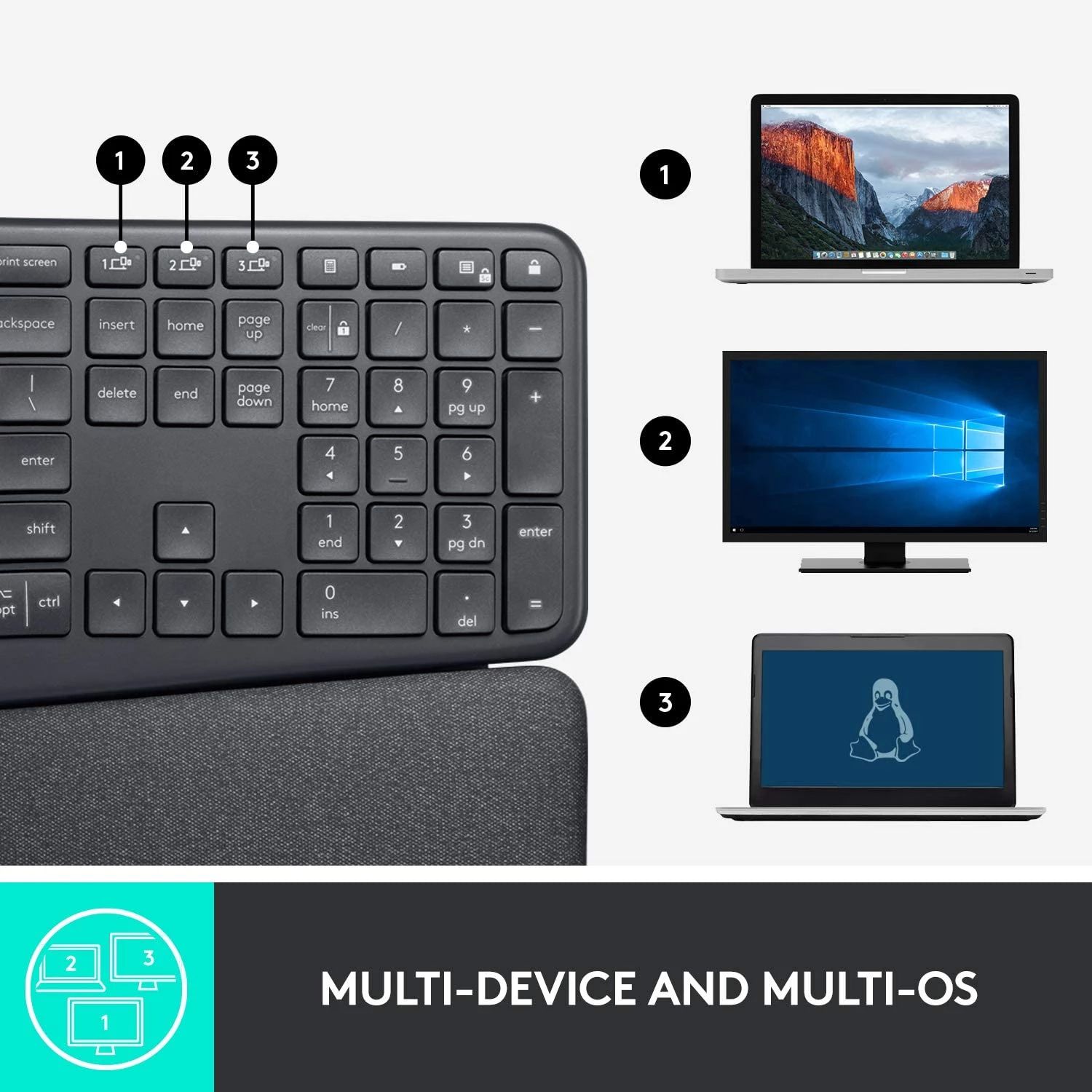 Logitech Ergo K860 Wireless Ergonomic Keyboard 2.4G Bluetooth Keyboard With Wrist Rest-Split Keyboard Layout 100% Original