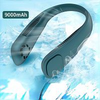 Mini Neck Fan 9000mAh Portable Bladeless Fan Rechargeable Leafless Hanging Fans Air Cooler Cooling Wearable Neckband Fans