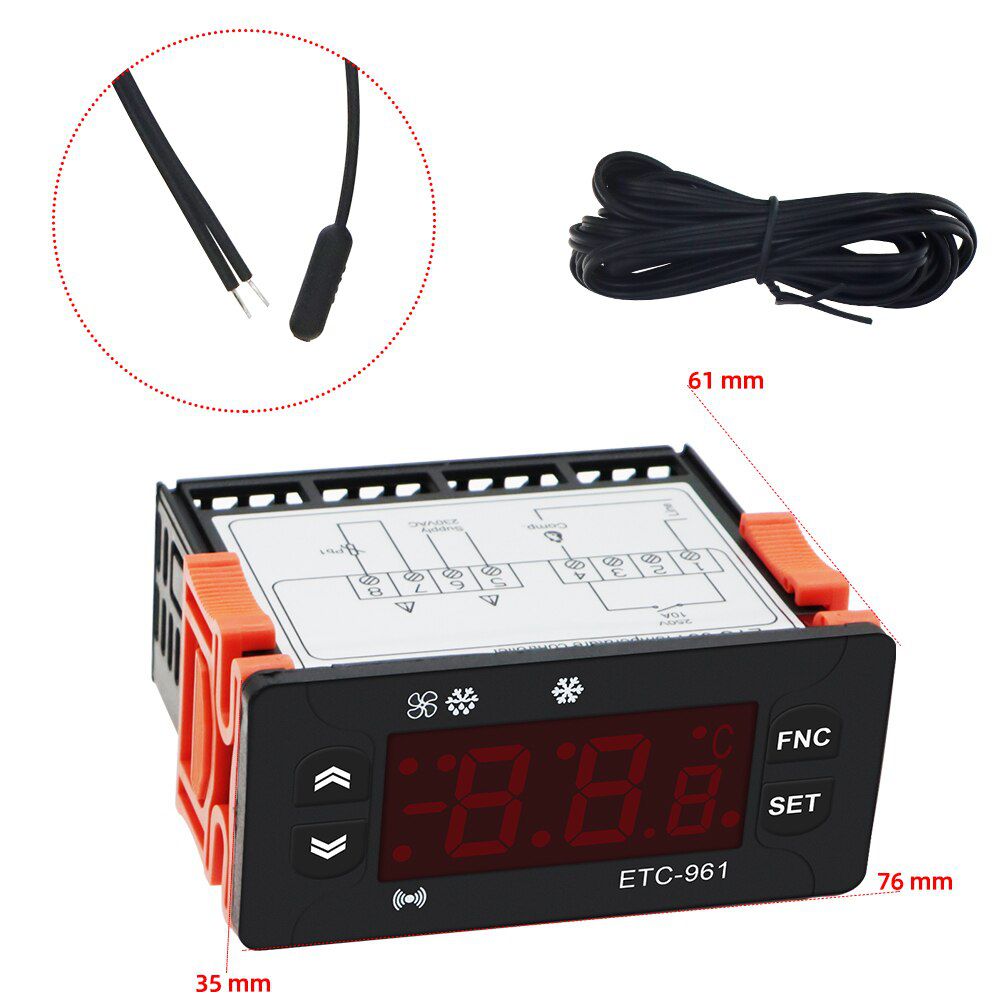 ETC-961Mini Temperature Controller Microcomputer thermostats Digital Thermostat Refrigeration Alarm 220V NTC sensor