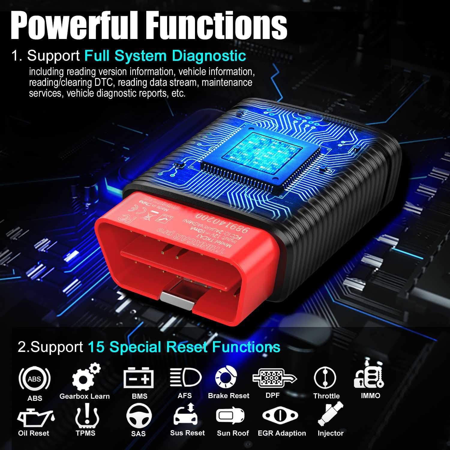 OBD 2 Bluetooth Automtive Code Reader THINKCAR Pro 15 Reset Service Diagnostic Tool Full System OBD2 Scanner Professional Tools