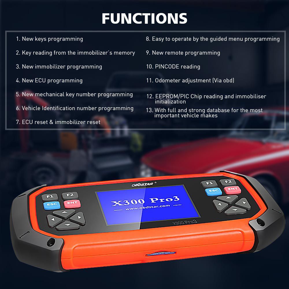 OBDSTAR X300 PRO3 Key Master with Immobiliser, Odometer Adjustment, EEPROM, PIC, OBDII, Toyota G & H Chip All Keys Lost