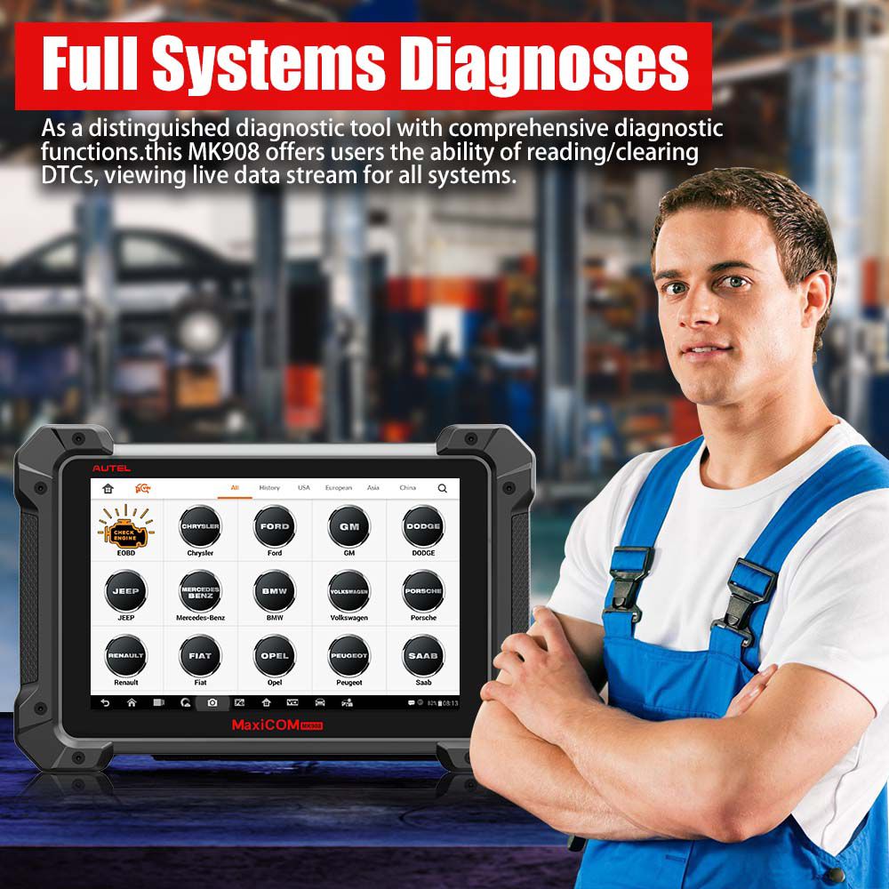 100% Original Autel MaxiCOM MK908 All System Diagnostic Tool Support ECU/Key Coding Updated Version of Maxisys MS908