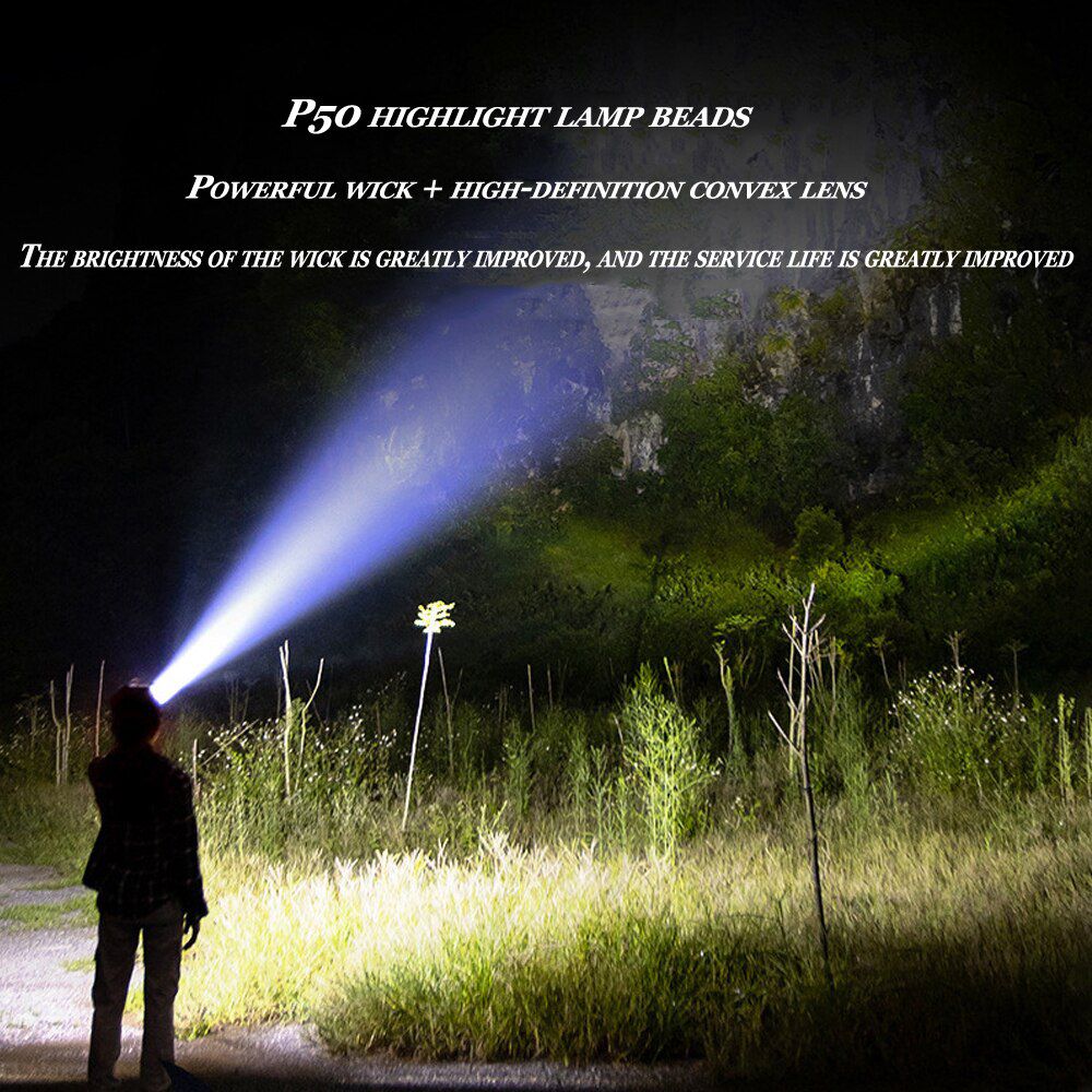 P50 Bright Focusing Headlamp USB Charging Induction Headlamps LED Outdoor Night Fishing Flashlight 18650 Lithium Battery