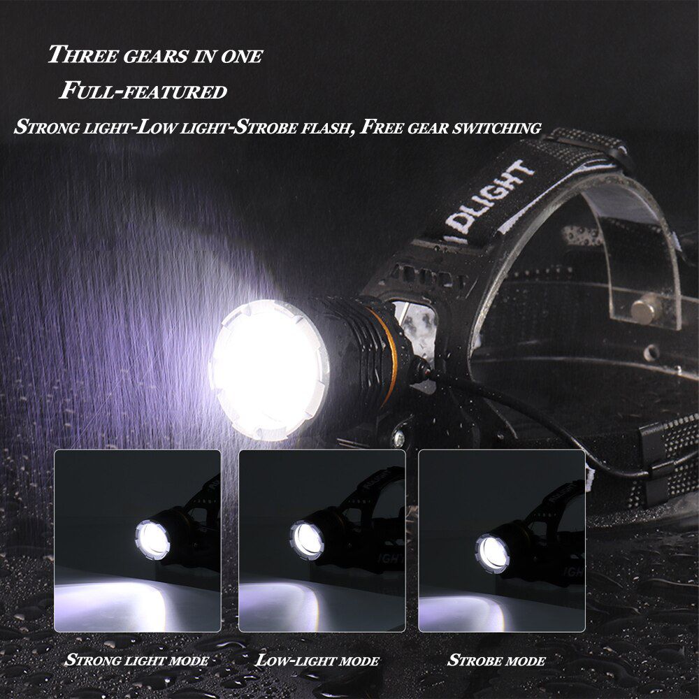 P50 Bright Focusing Headlamp USB Charging Induction Headlamps LED Outdoor Night Fishing Flashlight 18650 Lithium Battery