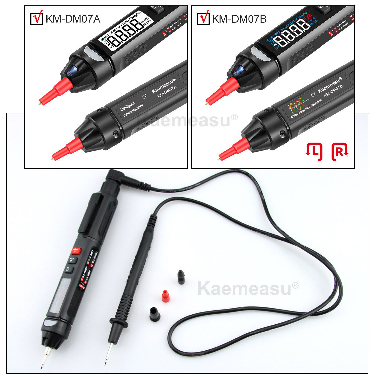 KM-DM07A KM-DM07B Pen Type Smart Mini Digital Multimeter Handheld Electrician Tester With NCV Zero line and Live Line Phase Sequence Measurement