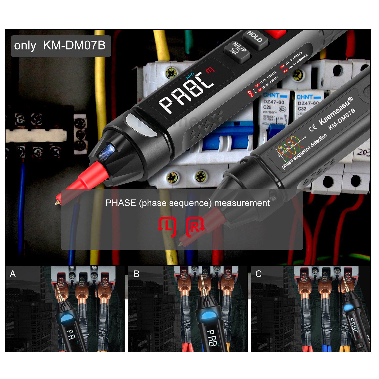 KM-DM07A KM-DM07B Pen Type Smart Mini Digital Multimeter Handheld Electrician Tester With NCV Zero line and Live Line Phase Sequence Measurement