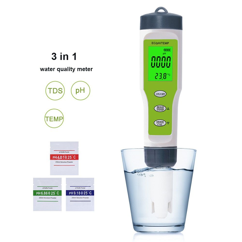 New TDS PH Meter PH/TDS/EC/Temperature Meter Digital Water Quality Monitor Tester for Pools, Drinking Water, Aquariums