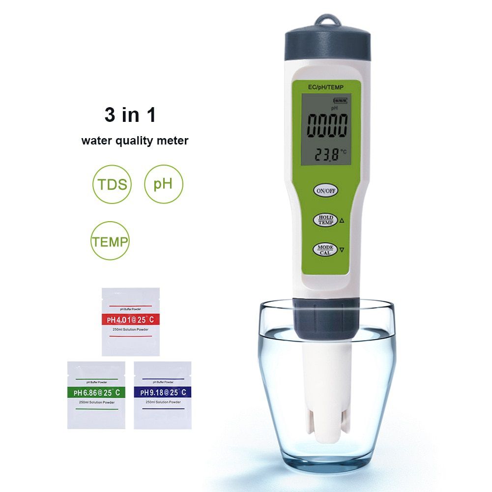 New TDS PH Meter PH/TDS/EC/Temperature Meter Digital Water Quality Monitor Tester for Pools, Drinking Water, Aquariums