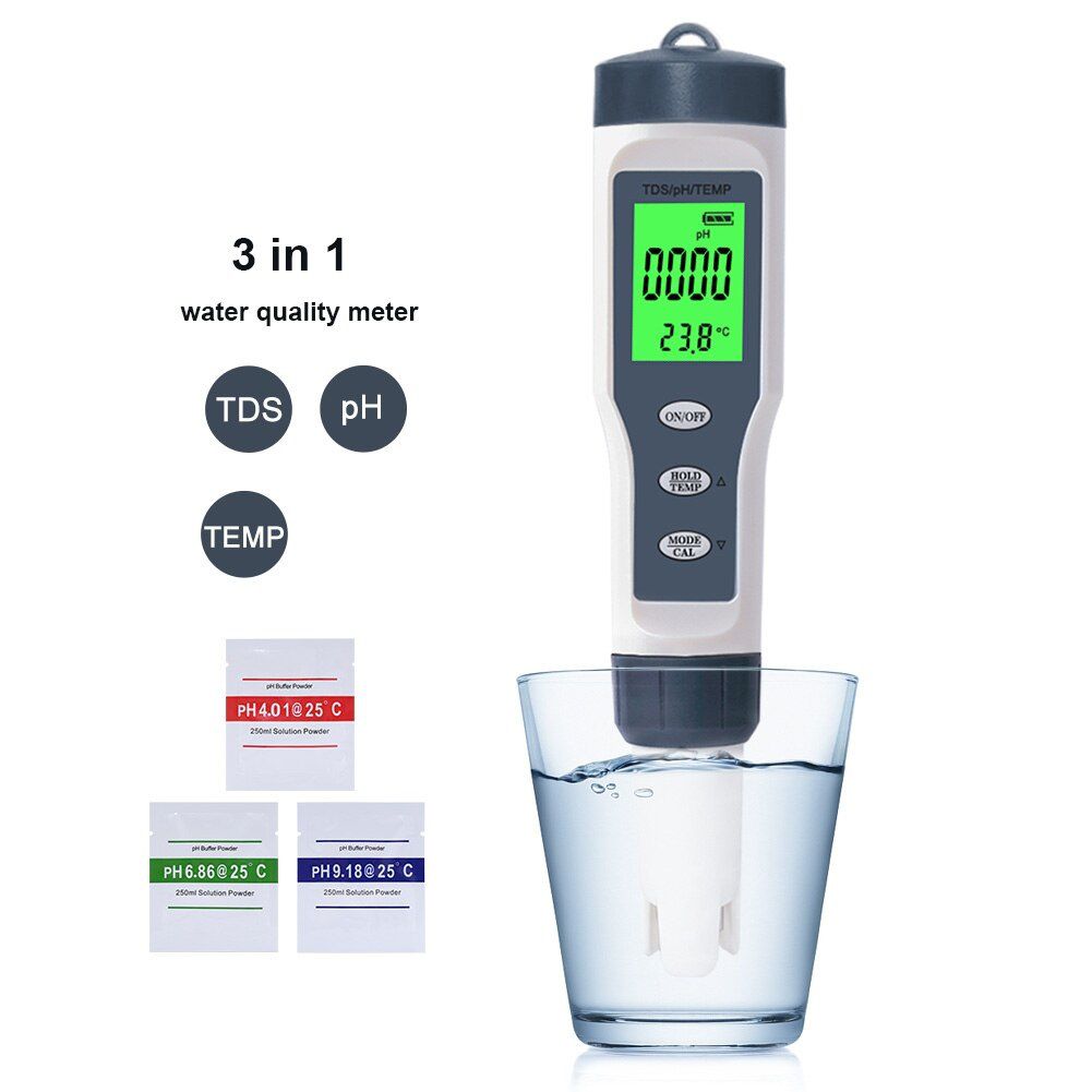 New TDS PH Meter PH/TDS/EC/Temperature Meter Digital Water Quality Monitor Tester for Pools, Drinking Water, Aquariums