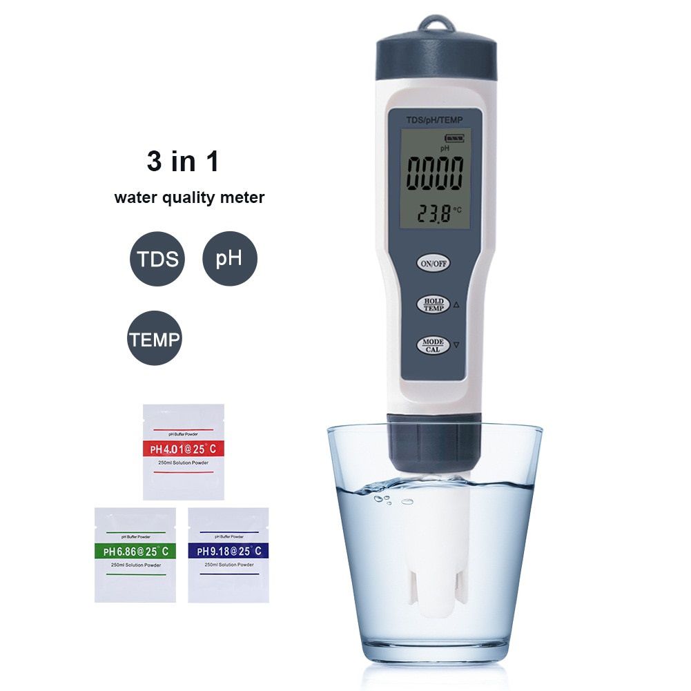 New TDS PH Meter PH/TDS/EC/Temperature Meter Digital Water Quality Monitor Tester for Pools, Drinking Water, Aquariums