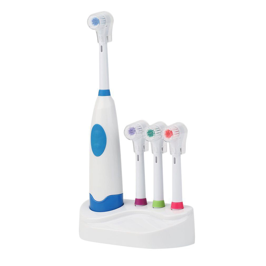 Portable Battery Electric Toothbrush Ultrasonic Sonic Rotary Electric Toothbrush Set  Whitener Teeth Brush 4 Brush Heads