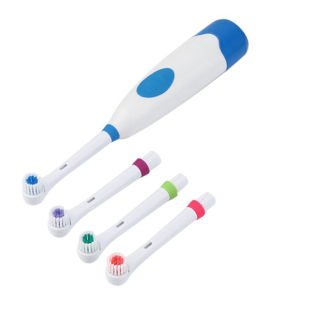 Portable Battery Electric Toothbrush Ultrasonic Sonic Rotary Electric Toothbrush Set  Whitener Teeth Brush 4 Brush Heads