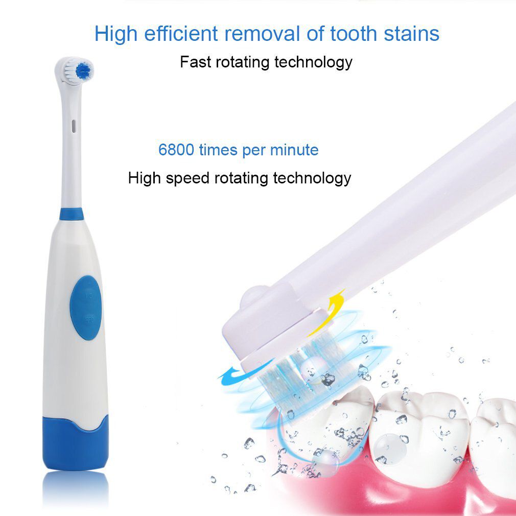 Portable Battery Electric Toothbrush Ultrasonic Sonic Rotary Electric Toothbrush Set  Whitener Teeth Brush 4 Brush Heads