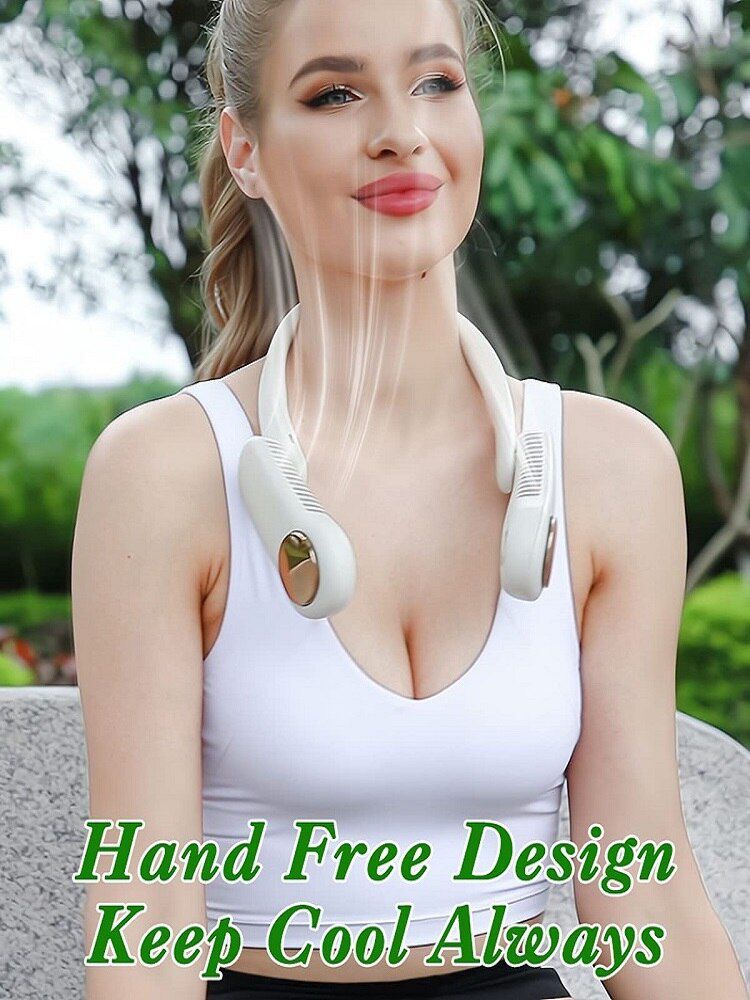 Portable Neck Fan USB Rechargeable Bladeless Neckband  Fan 3 Speeds Wearble Silent Fold Fan For Office Sports Travel