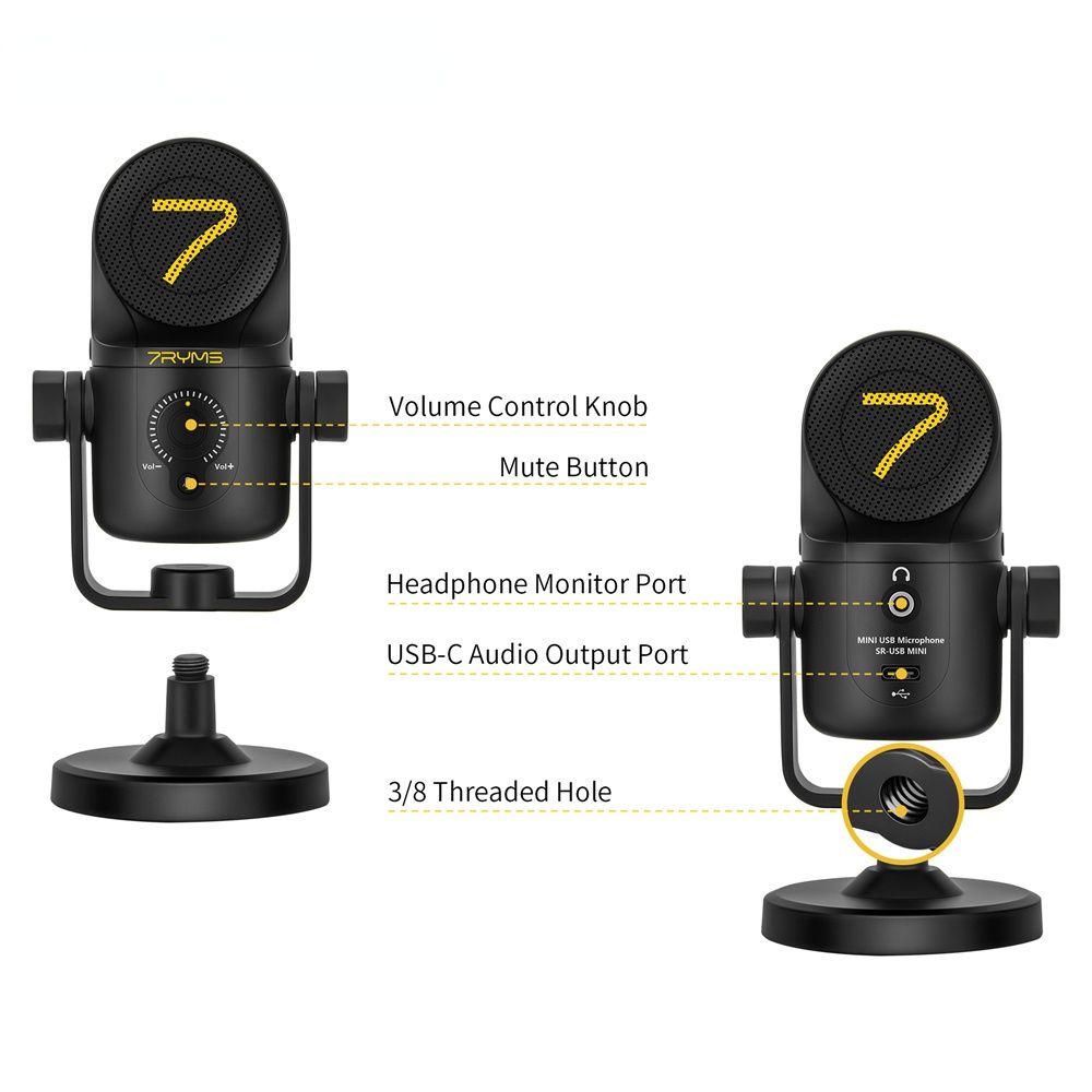 SR-USB MINI Cardioid Condenser USB Microphone for Computer Gaming Live, Professional Studio Mic for Recording