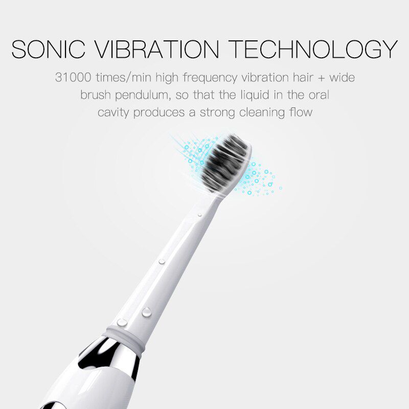 Super Sonic Electric Toothbrushes Portable Ultrasonic Dental Tooth Brush Whitening Toothbrush 2 Modes With Replacement Heads Set