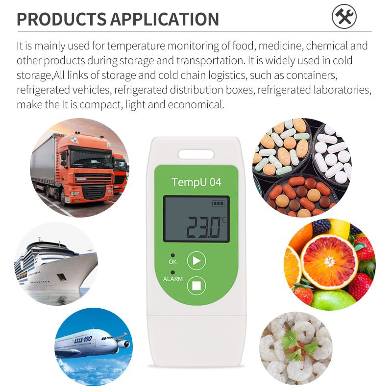 TempU 04 USB Temp Data Logger Temperature data Logger Recorder Recording Meter with 32,000 Capacity PDF Report Record Instrument