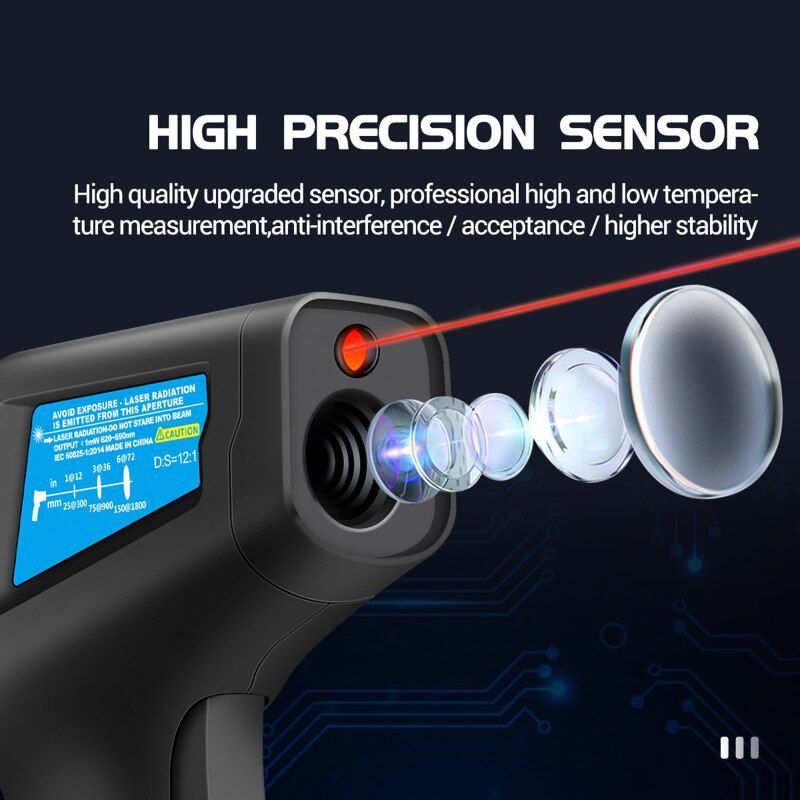 TH01B Digital infrared Thermometer IR laser Temperature Sensor Gun No Contact Thermometre -50~600C Meter Pyrometer