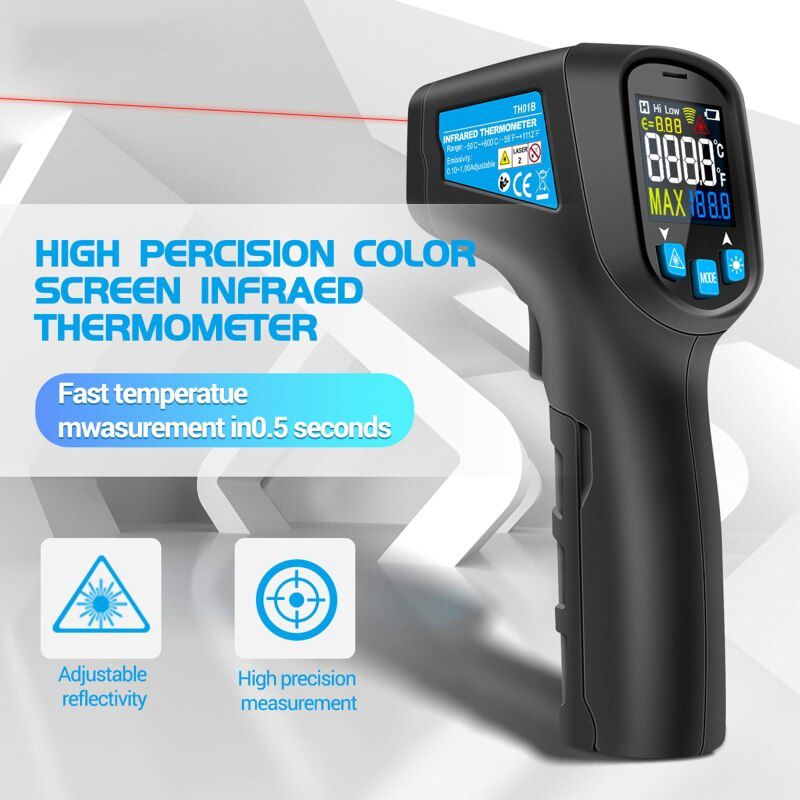 TH01B Digital infrared Thermometer IR laser Temperature Sensor Gun No Contact Thermometre -50~600C Meter Pyrometer