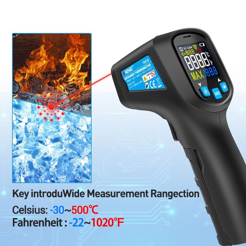 TH01B Digital infrared Thermometer IR laser Temperature Sensor Gun No Contact Thermometre -50~600C Meter Pyrometer