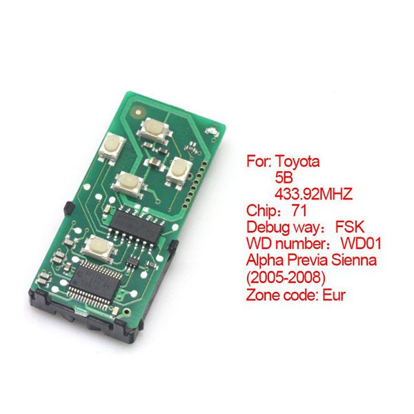 Smart card board 5 buttons 433.92MHZ number :271451-6221-Eur for Toyota