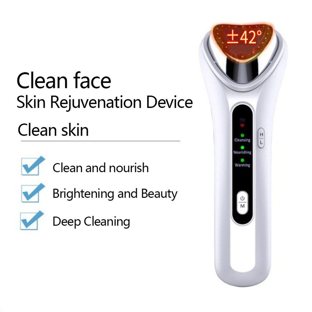 New Ultrasonic Warm Ion Importing Beauty Massager Rejuvenation Device Import Export Face Care Beauty Machine Ionic Face Massager