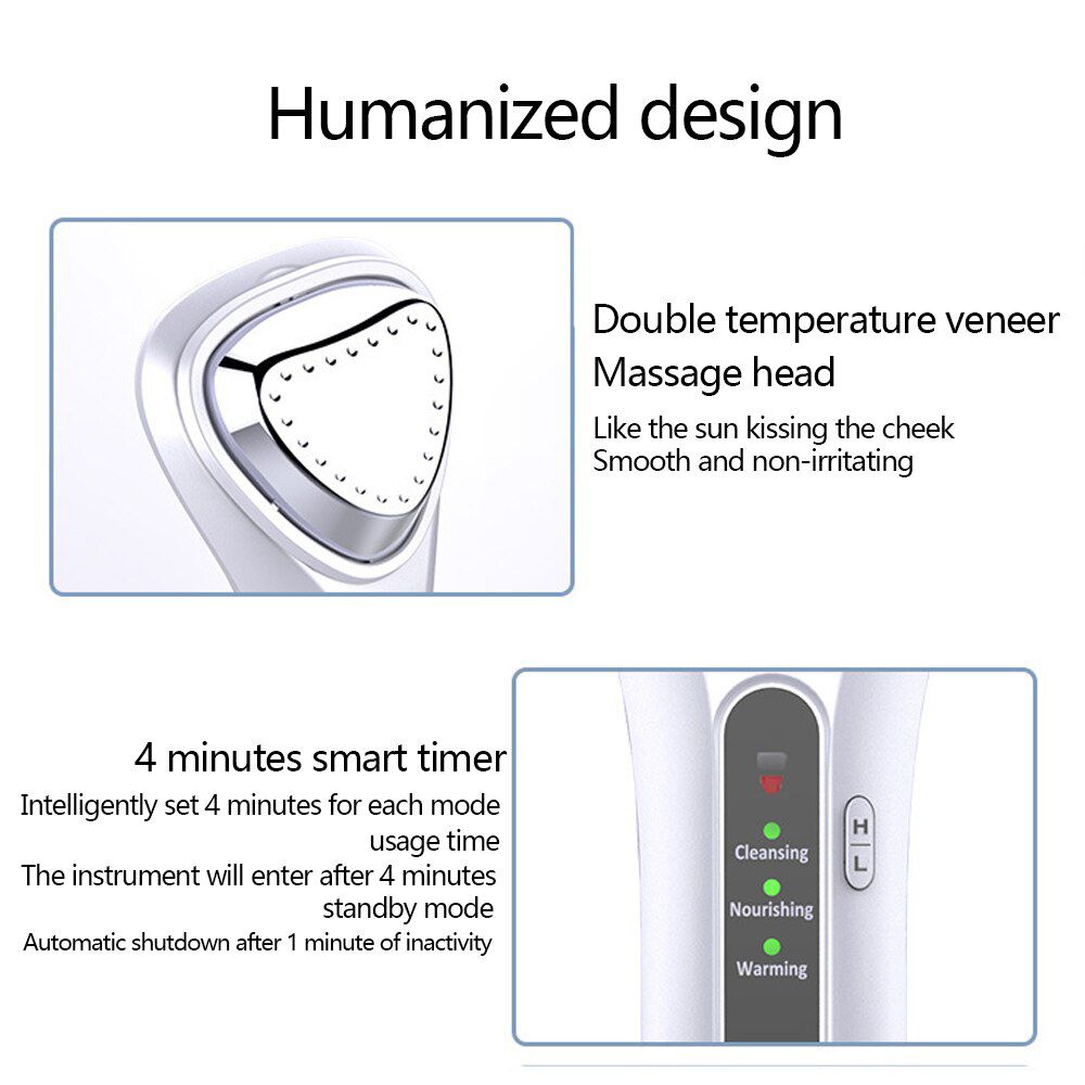 New Ultrasonic Warm Ion Importing Beauty Massager Rejuvenation Device Import Export Face Care Beauty Machine Ionic Face Massager