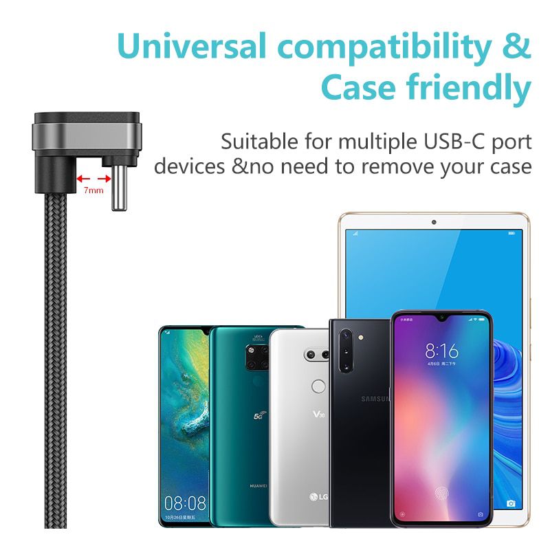 USB C Cable fast charging for samsung S10 S9 S8 Xiaomi mi USB Type C Cable 180 Degree USB-C data cable Mobile Phone cord