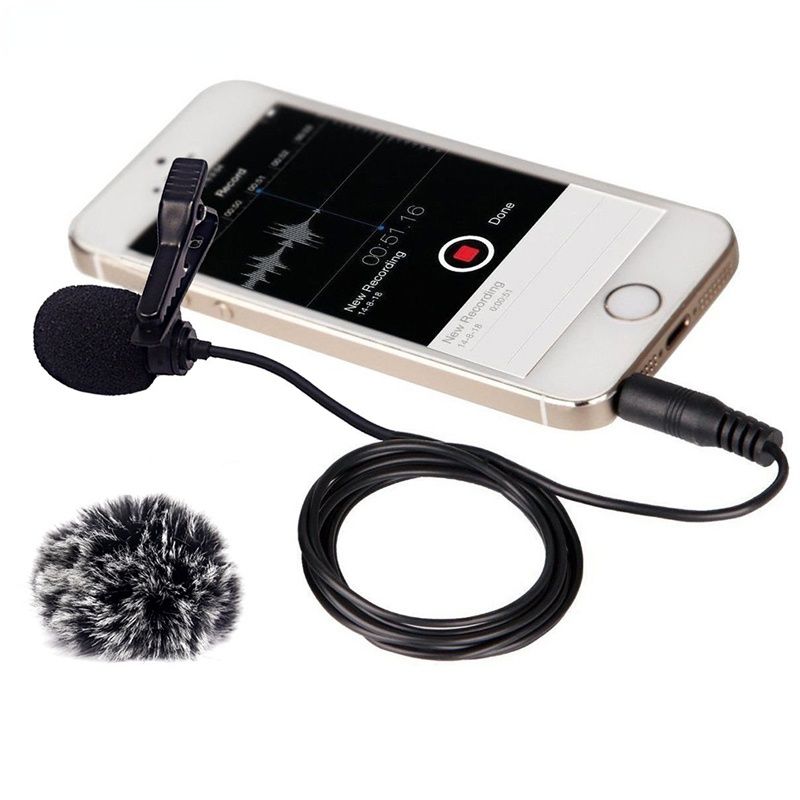 V01SP Lavalier Microphone Clip on Omni Condenser Portable Interview Lapel Mic for iPhone Android Smartphone Recording