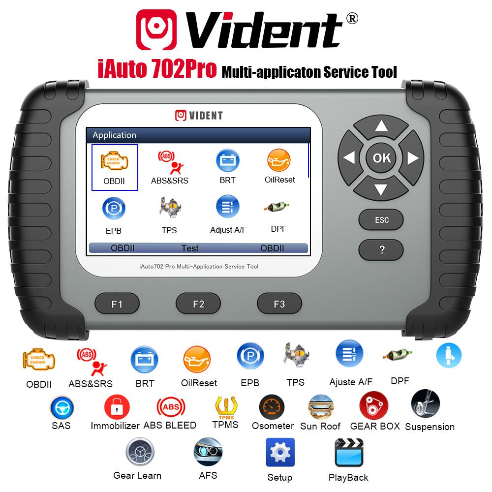 VIDENT iAuto 702 Pro Multi-applicaton Service Tool Support ABS/SRS/EPB/DPF Update to 19 Maintenances 3 Years Free Update Online