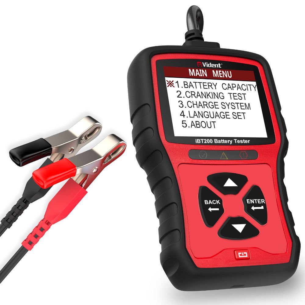 VIDENT iBT200 9V-36V Battery Tester for 12V Passenger Cars and 24V Heavy Duty Trucks 100 to 2000CCA Car Battery Analyzer